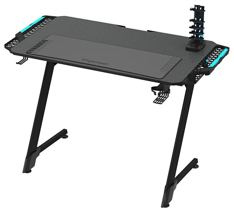 Herný stôl SNAKE s LED RGB podsvietením 100x60 cm čierna