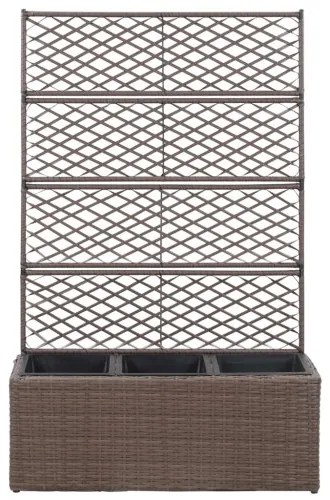 vidaXL Kvetináč s mriežkou, 3 nádoby 83x30x130 cm, polyratan, hnedý-