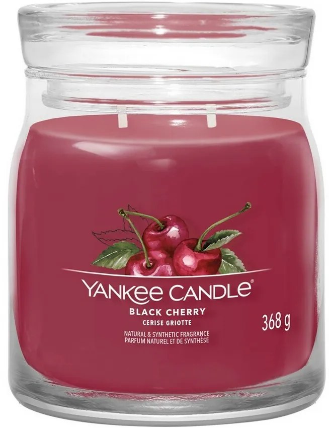 Yankee Candle vonná sviečka Signature v skle stredná Black Cherry, 368 g, M