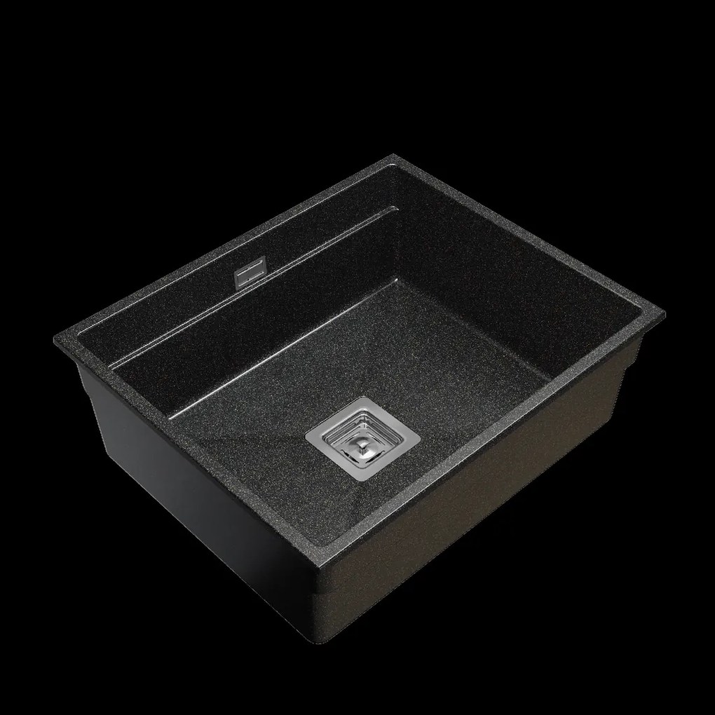 Gamma Decor 6050, 1-komorový granitový drez 600x500x220 mm, čierna so zlatými bodmi, GMA-ZLE000112