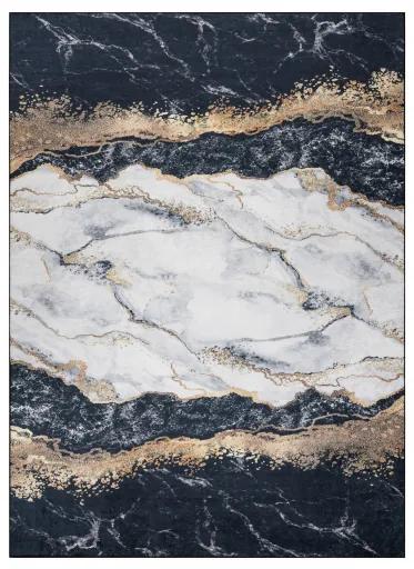 ANDRE 1124 Prateľný koberec Mramor, protišmykový - čierny