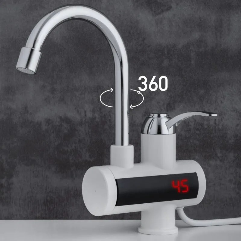 Erga Hiteo, LCD elektrický prietokový okamžitý ohrievač vody 3600W, chrómová-biela, ERG-YKA-BZ.HITEO