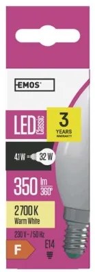 EMOS LED žiarovka Candle, E14, 4W, teplá biela