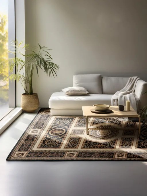 Koberec Hanse Home Herat Guzara čierny / krémový