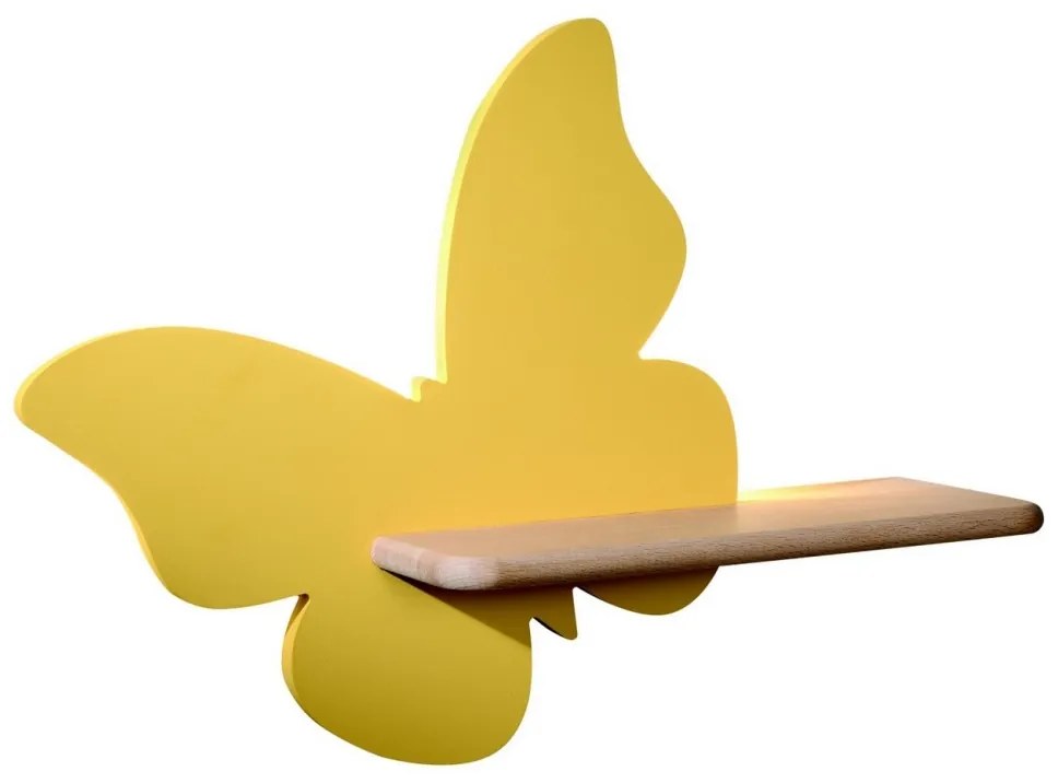 LED Detské nástenné svietidlo s poličkou BUTTERFLY LED/5W/230V žltá/drevo
