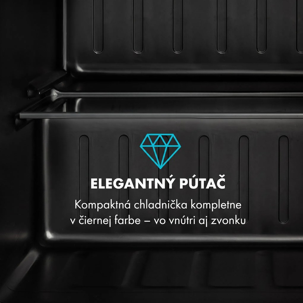 Klarstein Obsidian, chladnička, 46 l, priehradka na zeleninu