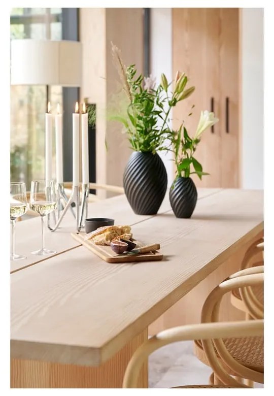 Čierna porcelánová váza Morsø River, výška 16 cm