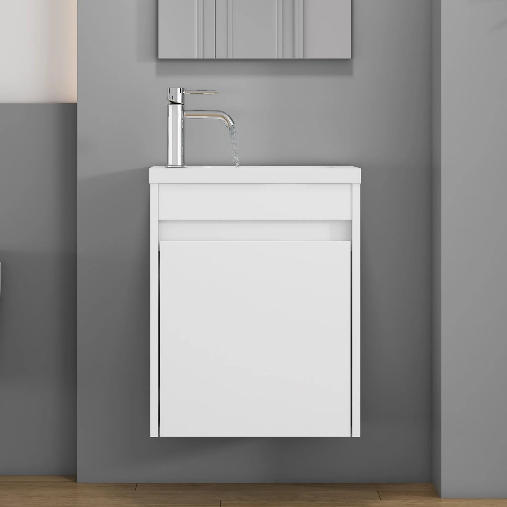 Závesná skrinka s umývadlom Houseland Lila 40 cm biela