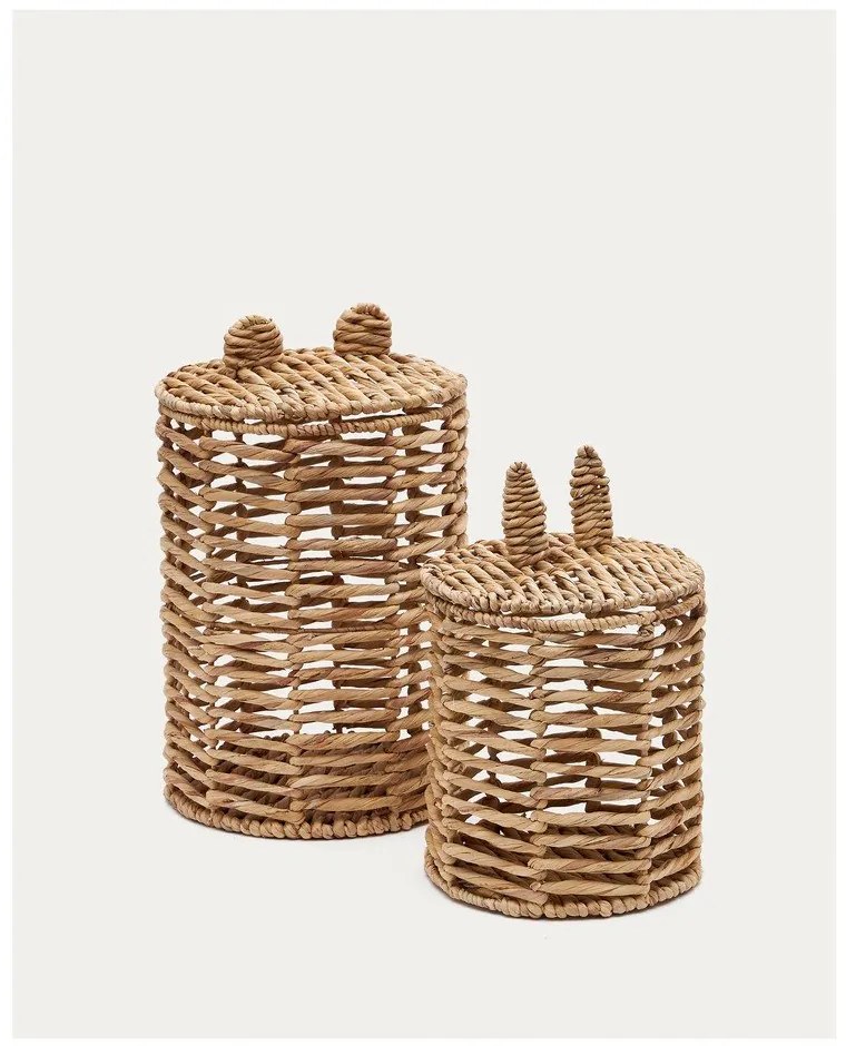 Detské koše na hračky v súprave 2 ks z vodného hyacintu v prírodnej farbe ø 30x50 cm Venezia – Kave Home