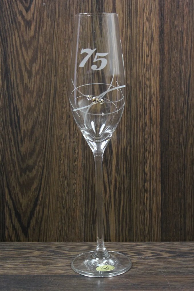 Výročný pohár na 75. narodeniny ŠAMPANSKÉ 2. so swarovski kryštálmi