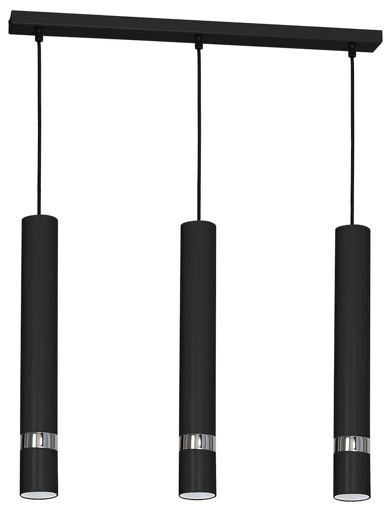 Závesné svietidlo Joker, 3x čierne kovové tienidlo, b/ch