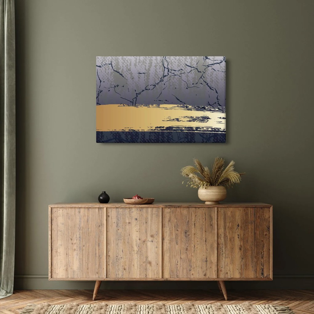 Obraz - Modrá a zlatá abstrakcia N⁰1 (90x60 cm)