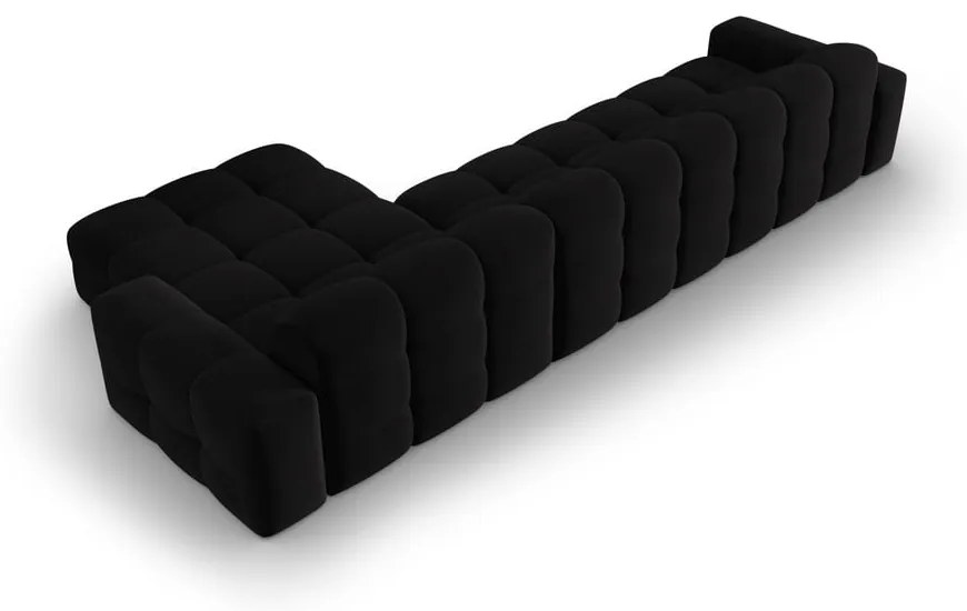 Čierna zamatová rohová pohovka (pravý roh) Kendal - Micadoni Home