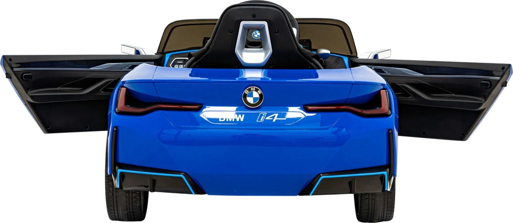 Ramiz BMW i4 Detské autíčko na batérie modré + pomalý štart + EVA + ekokoža + LED audio + diaľkové ovládanie