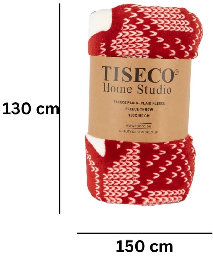 Červená deka s vianočným motívom s baránkom 130x150 cm – Tiseco Home Studio