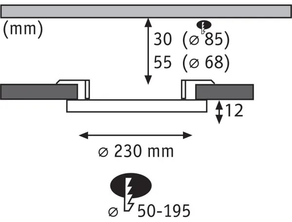 Paulmann 92992 - LED/16W IP44 Kúpeľňové podhľadové svietidlo AREO 230V