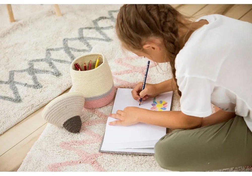 Ružovo-krémový prateľný ručne tkaný bavlnený koberec 120x160 cm Atlas Natural – Lorena Canals