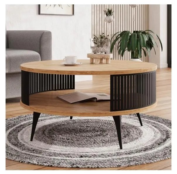 Konferenčný stolík ROENNI 44x75 cm čierna/zlatý dub