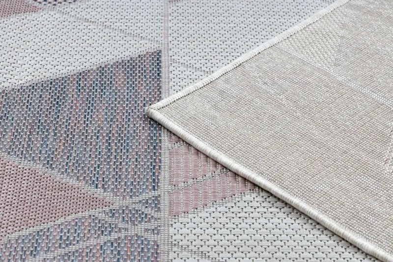 Dywany Łuszczów, Kusový koberec Sion Sisal Triangles B3006A ecru/pink – na von aj na doma, 80x150, ružová, chodba / predsieň