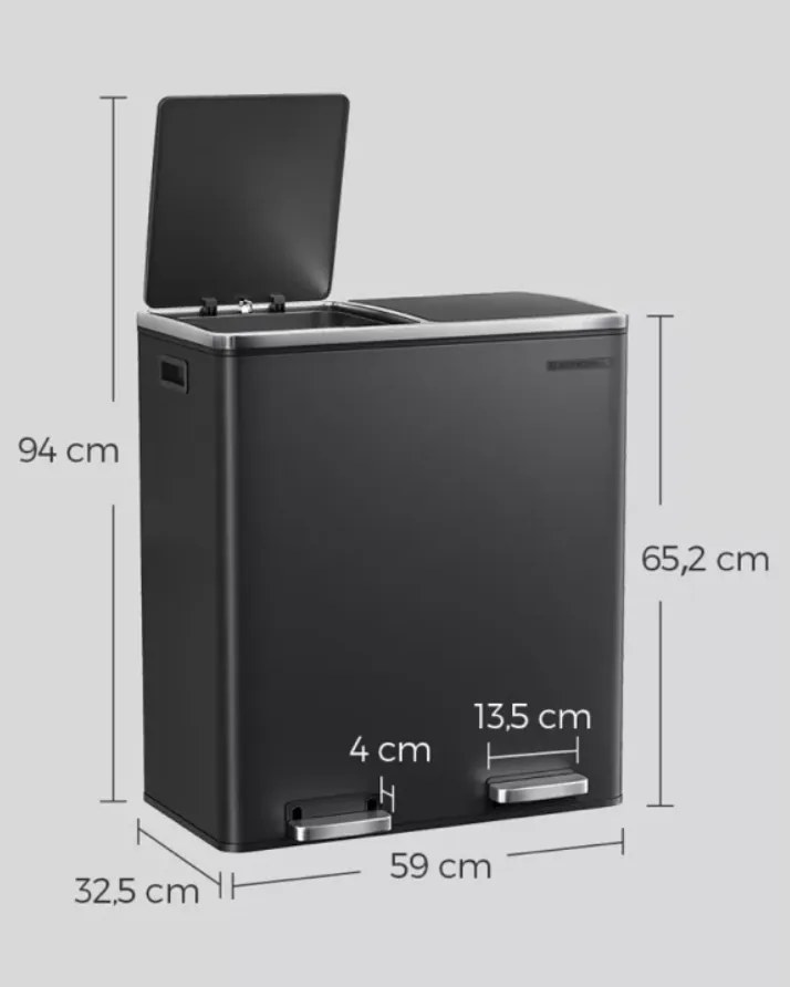 Odpadkový kôš s vekom JORDAN 2x30 L čierny
