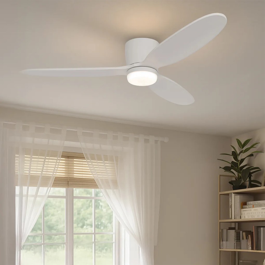 Inteligentný stropný ventilátor biely 132 cm vrátane LED stmievateľného v Kelvinoch s diaľkovým ovládaním - Sofio