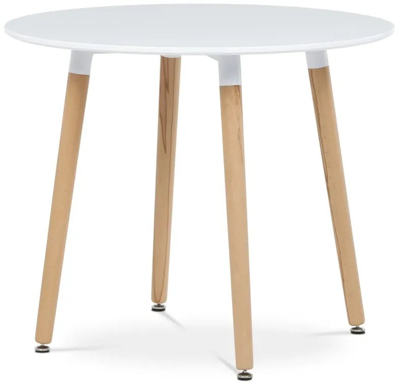 Stůl jídelní, 90x90x75 cm, MDF, masiv / kovová konstrukce, bílá