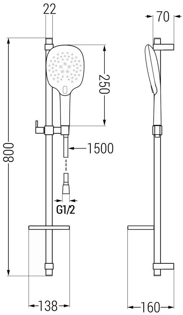 Mexen sprchový set DQ22, čierna, 785224581-70