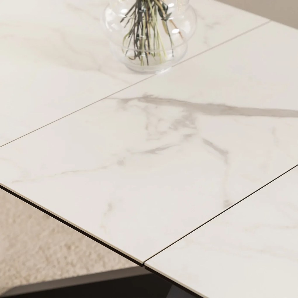 Jídelní rozkládací stůl Heaven 168/210 cm bílý mramor/černý