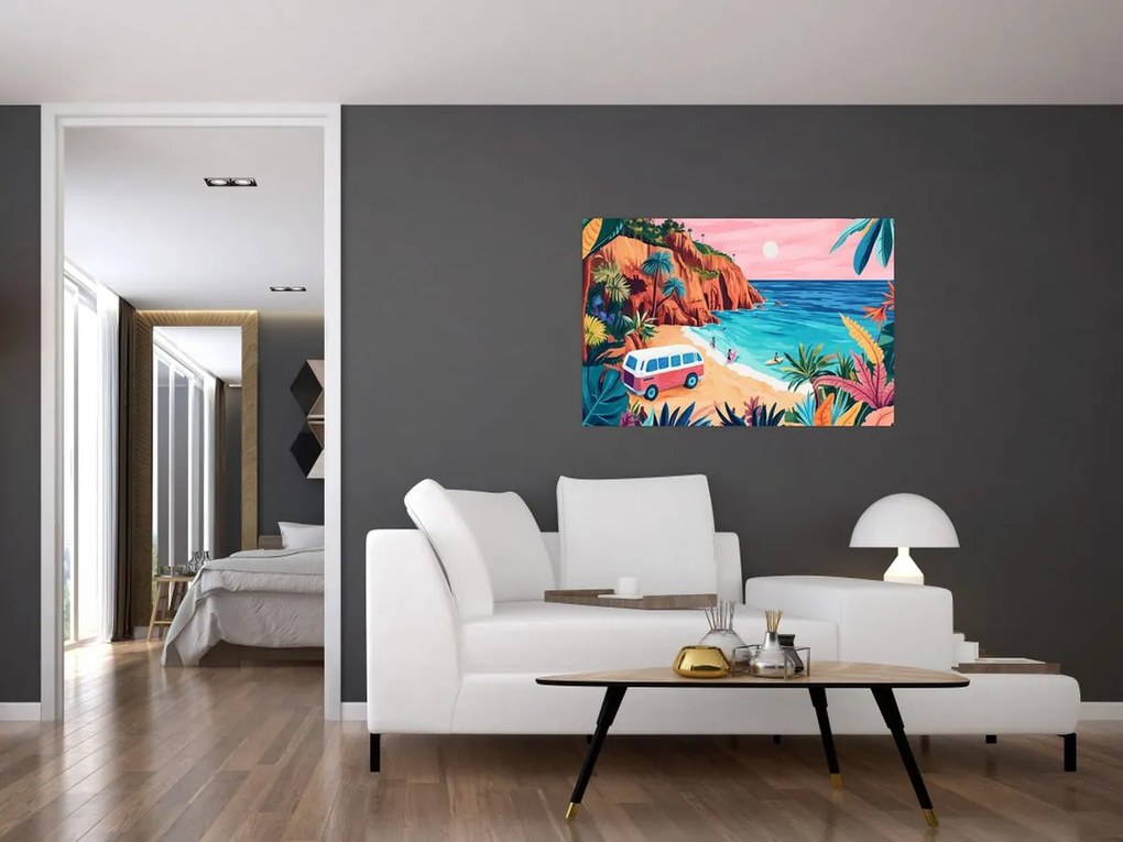 Obraz - Karavan pri oceáne (90x60 cm)