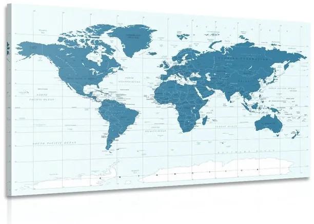 Obraz politická mapa sveta v modrej farbe - 120x80