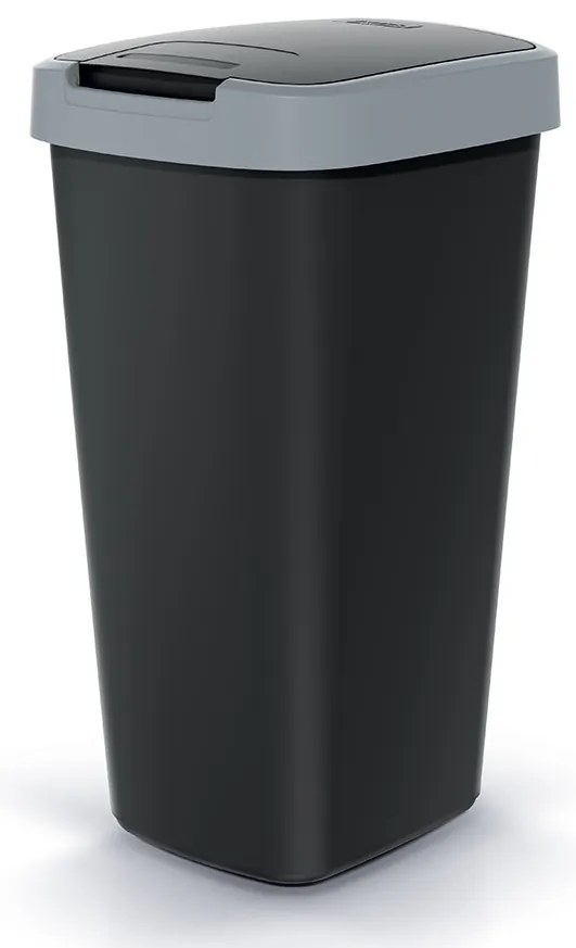 Odpadkový kôš s farebným vekom, 25 l, sivá / čierna