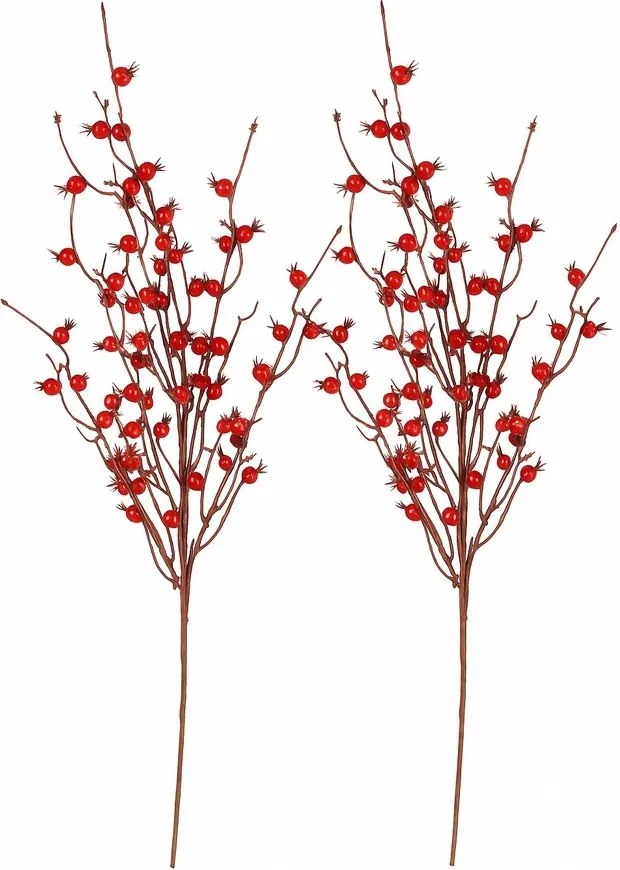 Súprava umelých vetvičiek Červené bubule, 2ks, 70 cm