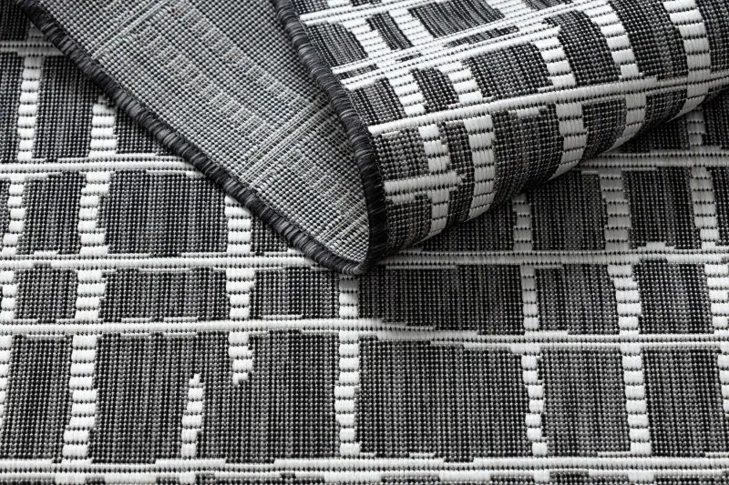 Dywany Łuszczów Kusový koberec Sion Sisal Trellis 22144 black/ecru – na von aj na doma - 80x150 cm