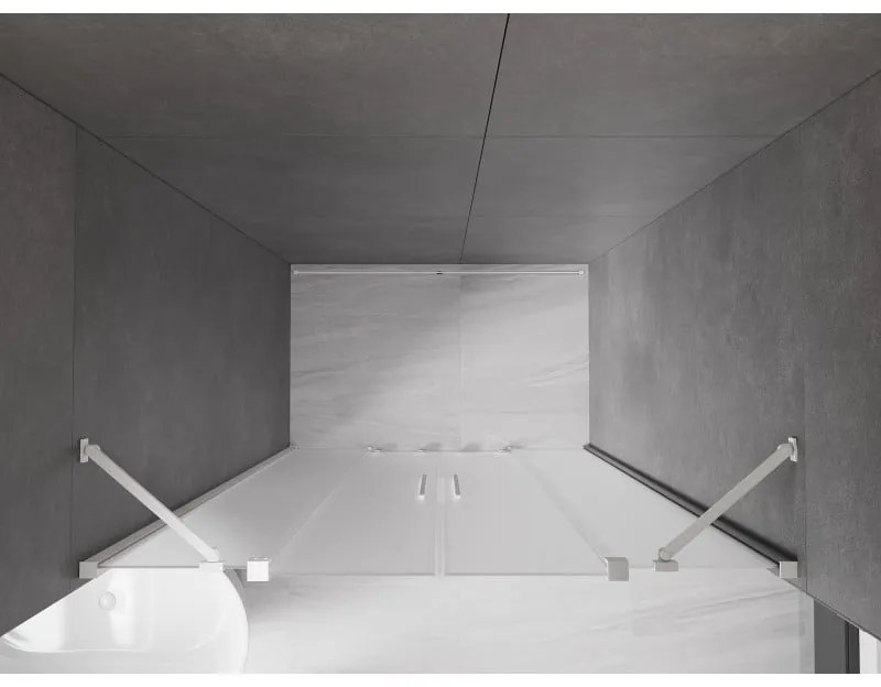 Mexen Velar Duo, posuvné sprchové dvere do otvoru 160 cm, 8mm sklo námraza, biela matná, 871-160-000-32-20