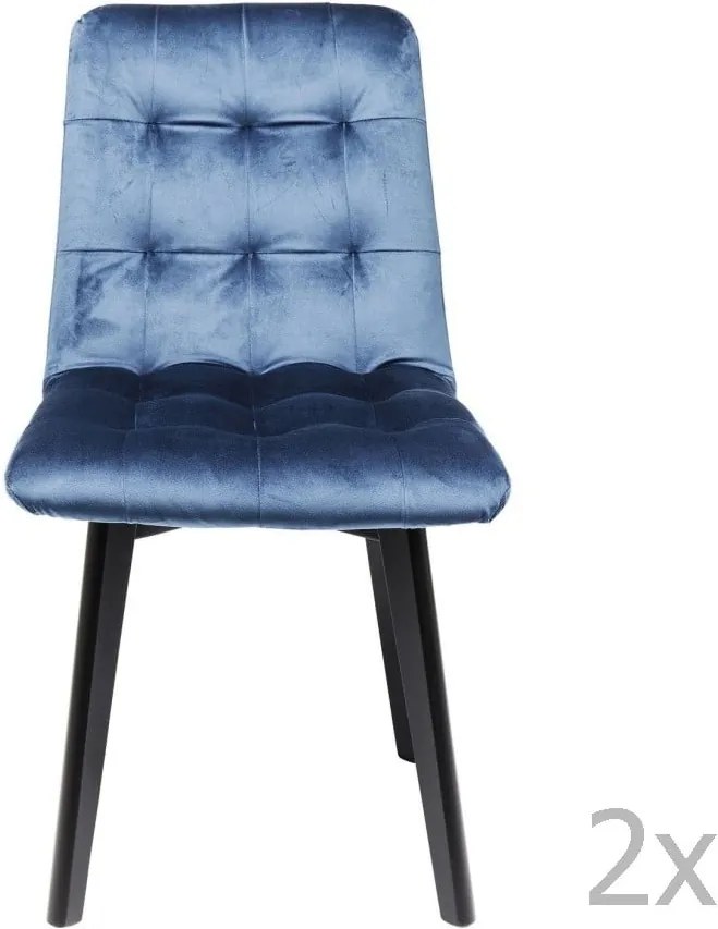 Sada 2 modrých kožených jedálenských stoličiek Kare Design Moritz