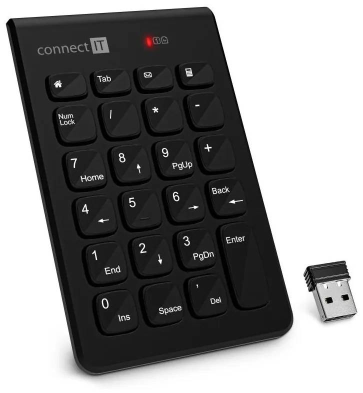 CONNECT IT CKB-0062-BK - Bezdrôtová numerická klávesnica 1xAAA čierna CKB-0062-BK