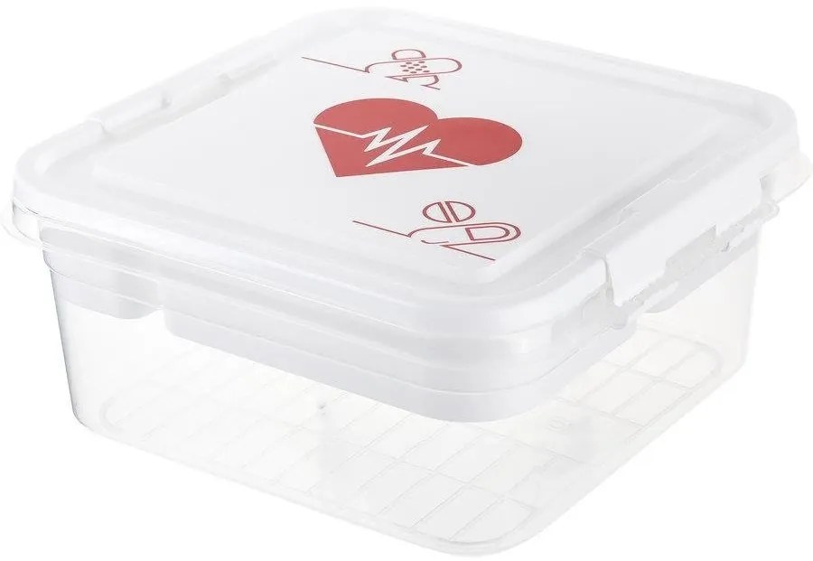 Organizér, úložný box na lieky, 2v1, LEKÁRNIČKA SRDCE