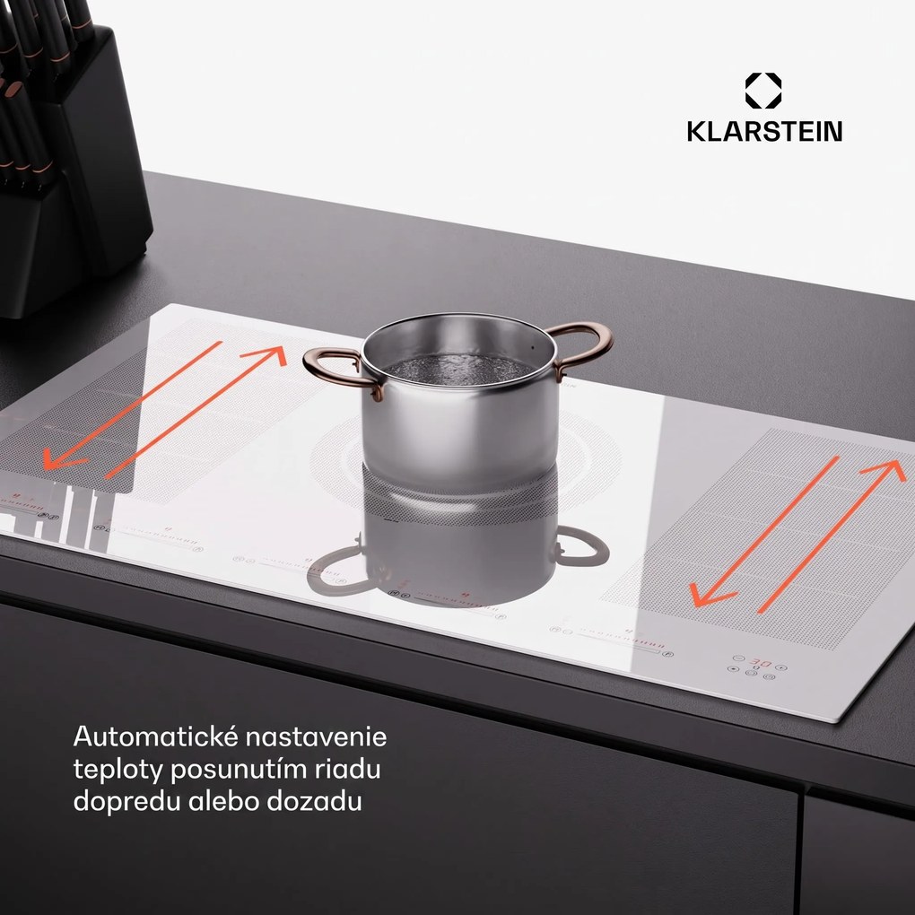 Klarstein Masterzone 90 Flex, indukčná varná doska, max. 12 600 W, vstavaná, 5 zón, 2 Flex zóny, technológia ThermoBoost, Smart Flex
