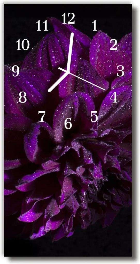 Nástenné hodiny vertikálne  Kvety Pivoňka purpurová rosa