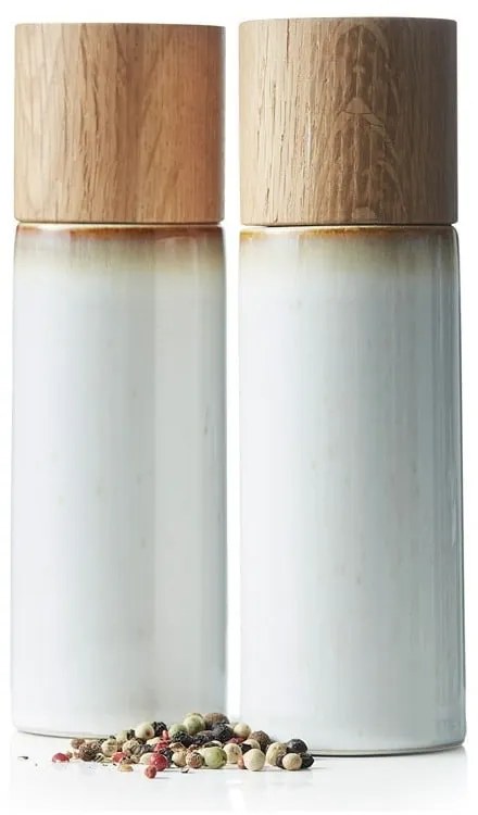 Súprava 2 krémovobielych kameninových mlynčekov na soľ a korenie Bitz Basics Cream