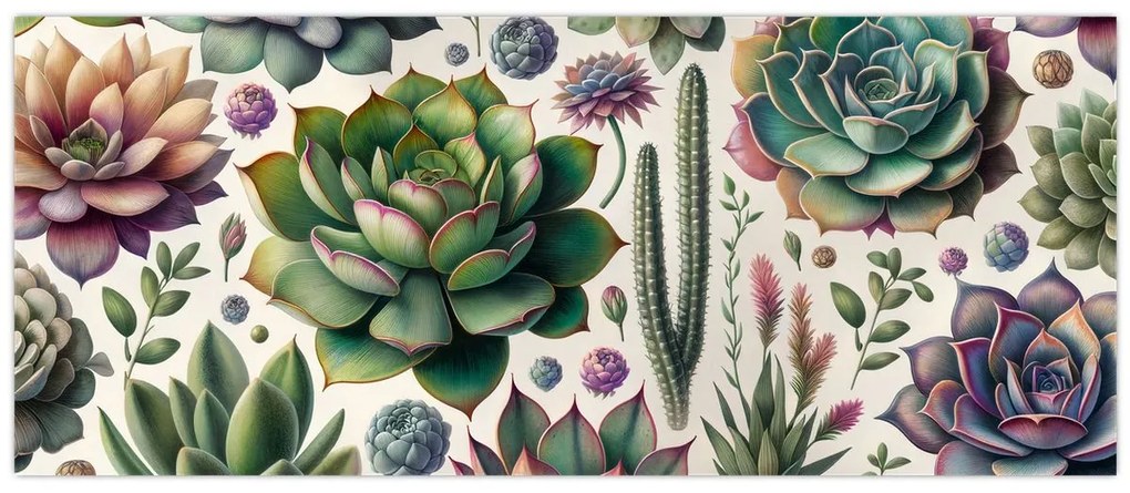 Obraz - Sukulenty (120x50 cm)