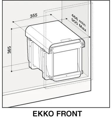 Odpadkový kôš Sinks EKKO FRONT 40 2x8 l, 16 l EK9023