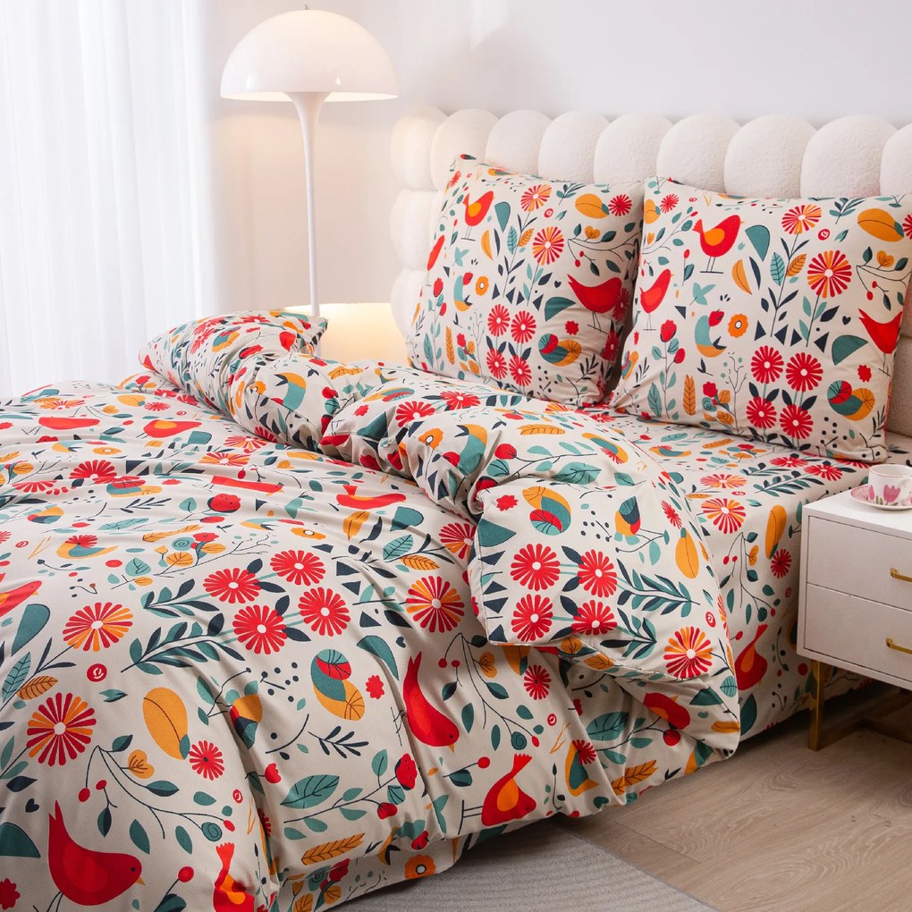 Obliečky z mikrovlákna RETRO VTÁČIK farebné Rozmer obliečky: 70 x 90 cm | 140 x 220 cm