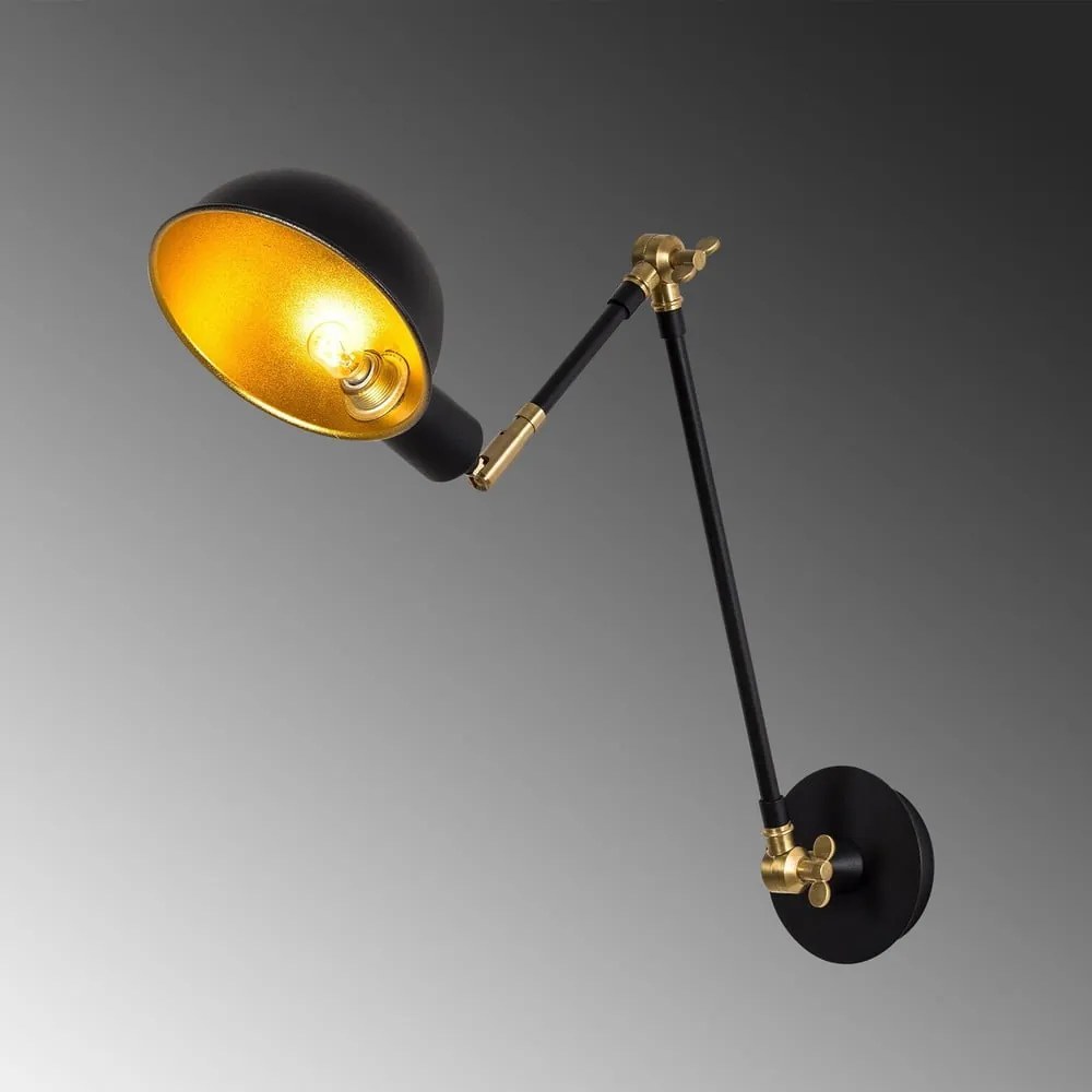 Nástenné svietidlo v čiernej a zlatej farbe ø 15 cm Sivani – Opviq lights