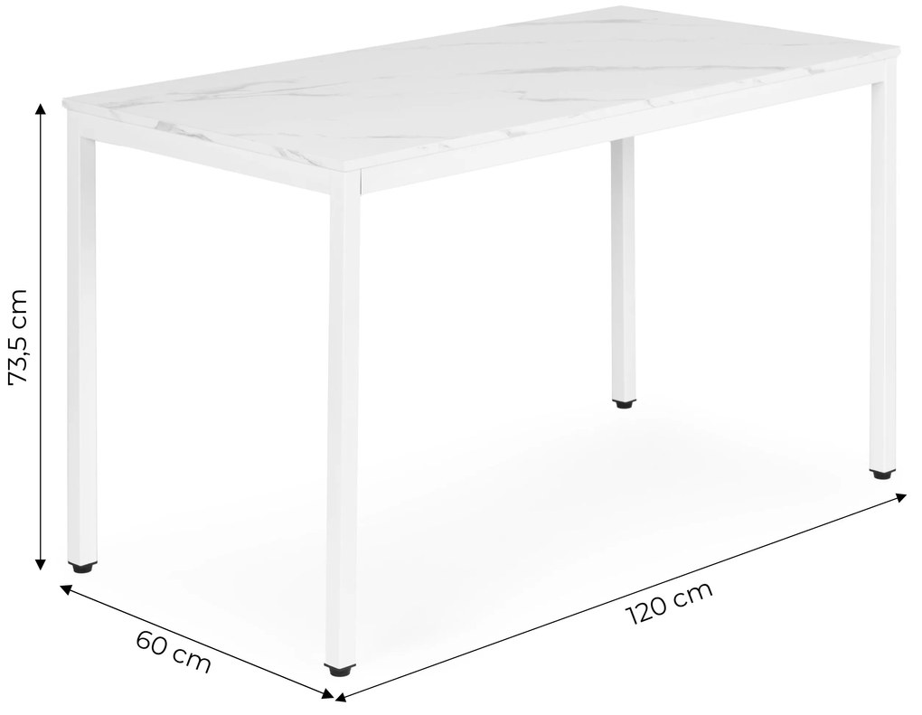 ModernHome Jedálenský kuchynský stôl 120x60 cm - biely mramor ModernHome