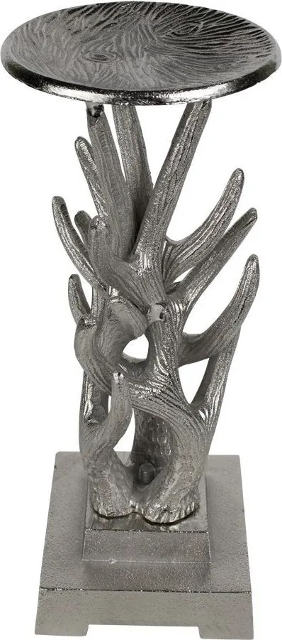 Strieborný kovový svietnik s parožím - 12,5 * 12,5 * 30cm