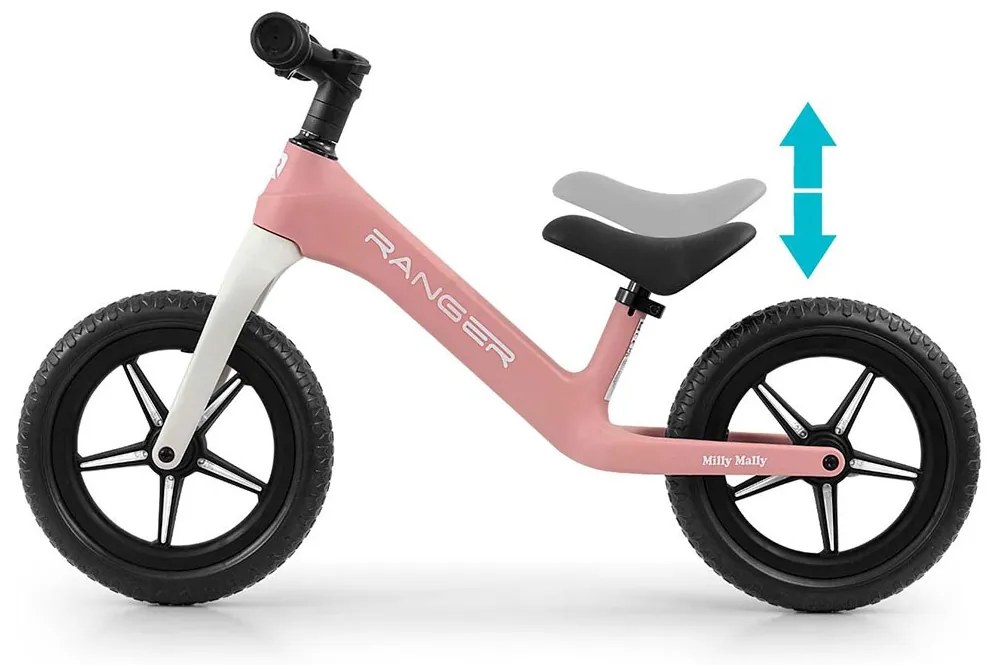 Detský balančný bicykel Milly Mally Ranger Flash Pink