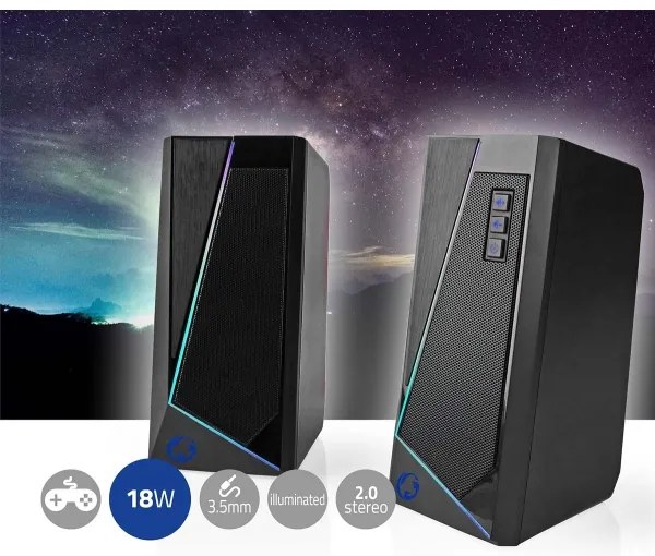 Nedis GSPR31020BK - SÚPRAVA 2x LED RGB Herný reprodukor 18W/5V
