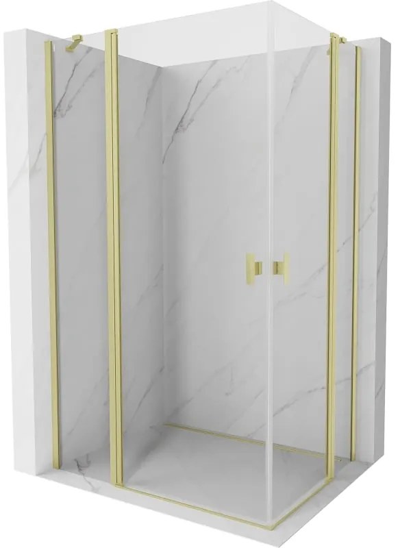 Mexen, Mexen Mist Duo výklopný sprchový kút 90 x 75 cm, transparentný, brúsené zlato - 8A4-090-075-55-00