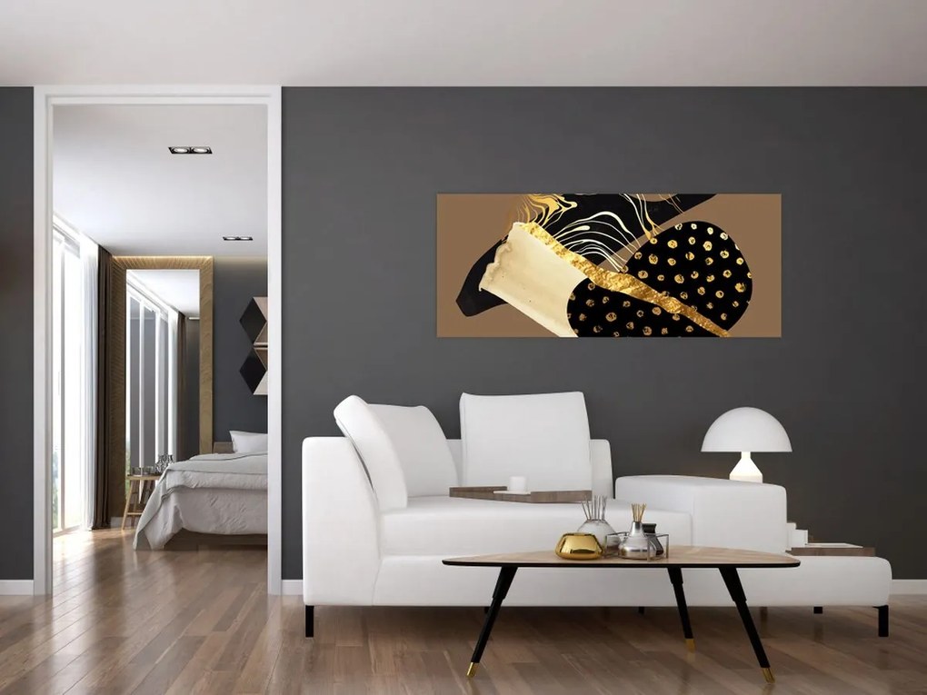 Obraz - Abstrakcia golden brown N⁰1 (120x50 cm)